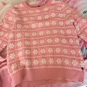 Nautica Pink and White Patterned Sweater